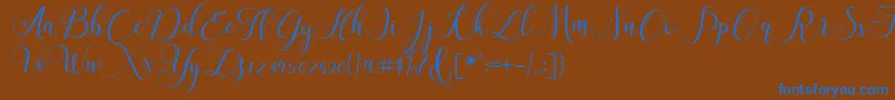 ClaudiaScript Font – Blue Fonts on Brown Background