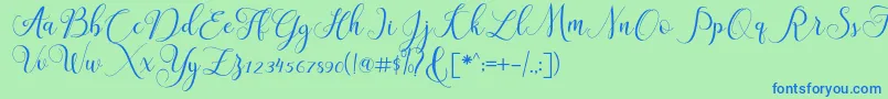 ClaudiaScript Font – Blue Fonts on Green Background