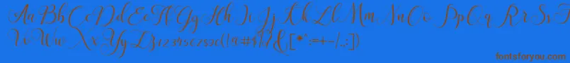 ClaudiaScript Font – Brown Fonts on Blue Background