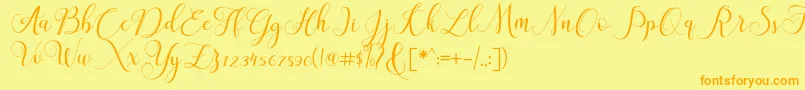 ClaudiaScript Font – Orange Fonts on Yellow Background