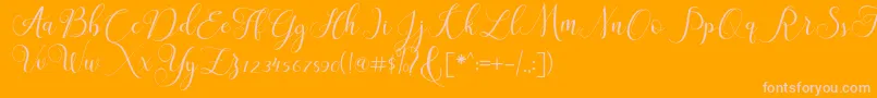 ClaudiaScript-Schriftart – Rosa Schriften auf orangefarbenem Hintergrund