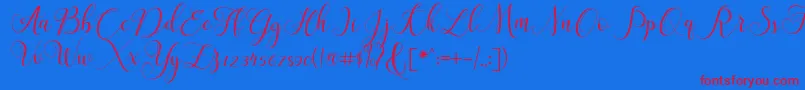 ClaudiaScript-Schriftart – Rote Schriften auf blauem Hintergrund