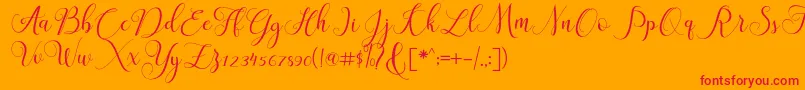ClaudiaScript Font – Red Fonts on Orange Background