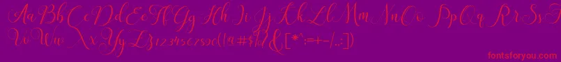 ClaudiaScript-Schriftart – Rote Schriften auf violettem Hintergrund