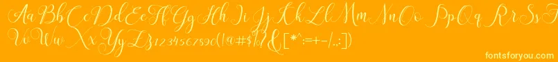 ClaudiaScript Font – Yellow Fonts on Orange Background
