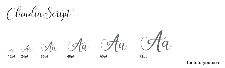 Размеры шрифта ClaudiaScript (96193)
