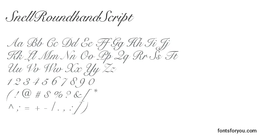 Шрифт SnellRoundhandScript – алфавит, цифры, специальные символы