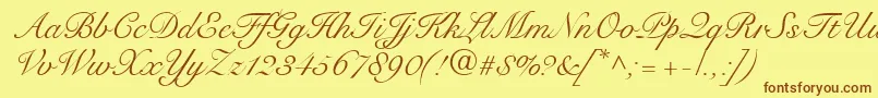 fuente SnellRoundhandScript – Fuentes Marrones Sobre Fondo Amarillo