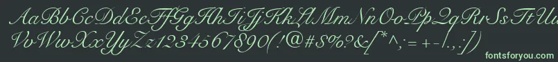 Fonte SnellRoundhandScript – fontes verdes em um fundo preto