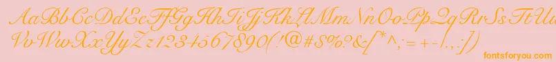 Czcionka SnellRoundhandScript – pomarańczowe czcionki na różowym tle