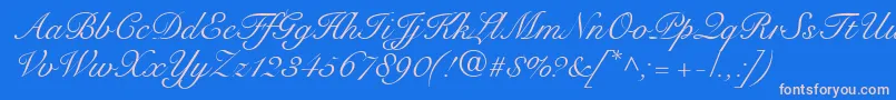 Fonte SnellRoundhandScript – fontes rosa em um fundo azul