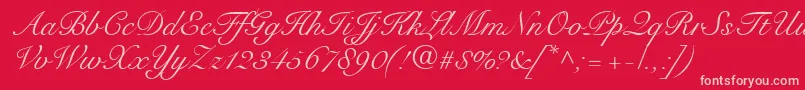 SnellRoundhandScript Font – Pink Fonts on Red Background