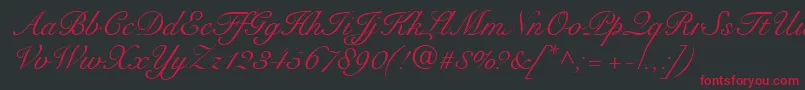Fonte SnellRoundhandScript – fontes vermelhas em um fundo preto