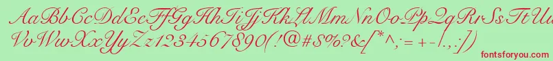 SnellRoundhandScript Font – Red Fonts on Green Background