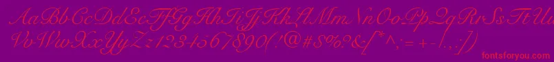 SnellRoundhandScript-Schriftart – Rote Schriften auf violettem Hintergrund