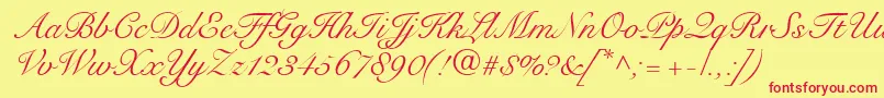 SnellRoundhandScript Font – Red Fonts on Yellow Background