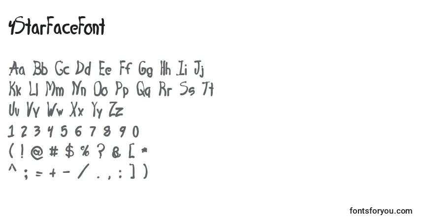 Czcionka 4StarFaceFont – alfabet, cyfry, specjalne znaki