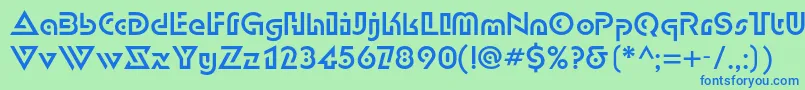 フォントDublonc – 青い文字は緑の背景です。