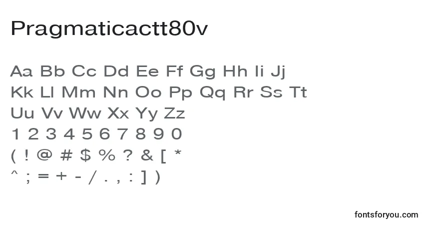 Czcionka Pragmaticactt80v – alfabet, cyfry, specjalne znaki