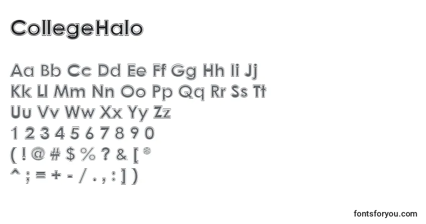 CollegeHalo-fontti – aakkoset, numerot, erikoismerkit