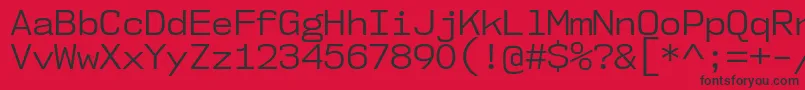 Czcionka Nk57MonospaceNoBk – czarne czcionki na czerwonym tle