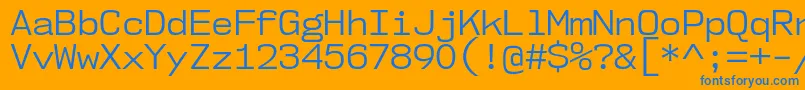 Weitere Informationen zur Nk57MonospaceNoBk-Schriftart Nk57MonospaceNoBk-Schriftart – Blaue Schriften auf orangefarbenem Hintergrund