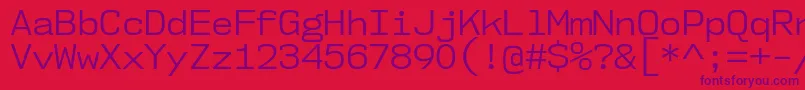 Nk57MonospaceNoBk-Schriftart – Violette Schriften auf rotem Hintergrund