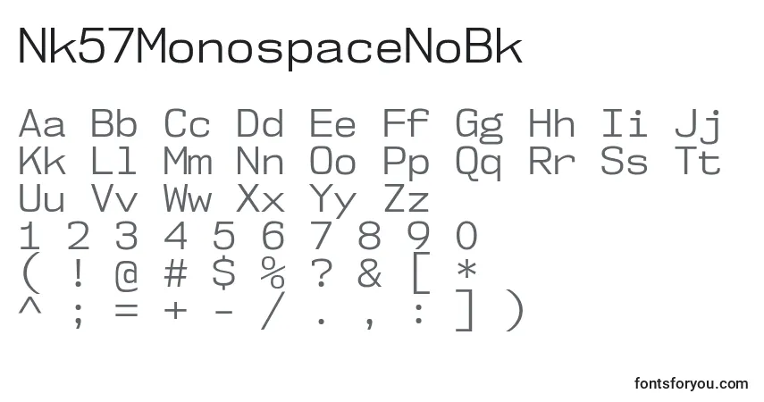 characters of nk57monospacenobk font, letter of nk57monospacenobk font, alphabet of  nk57monospacenobk font