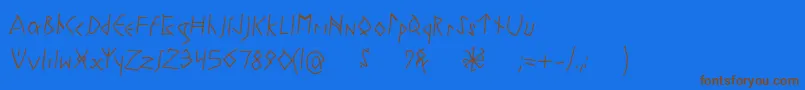 Runeswritten-Schriftart – Braune Schriften auf blauem Hintergrund