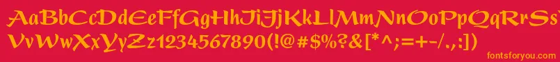 フォントPresentltstdBlackcondensed – 赤い背景にオレンジの文字