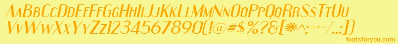 EngebrechtreExpandedItalic Font – Orange Fonts on Yellow Background