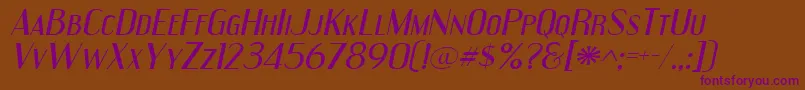 EngebrechtreExpandedItalic Font – Purple Fonts on Brown Background