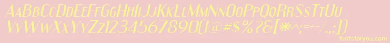 EngebrechtreExpandedItalic Font – Yellow Fonts on Pink Background