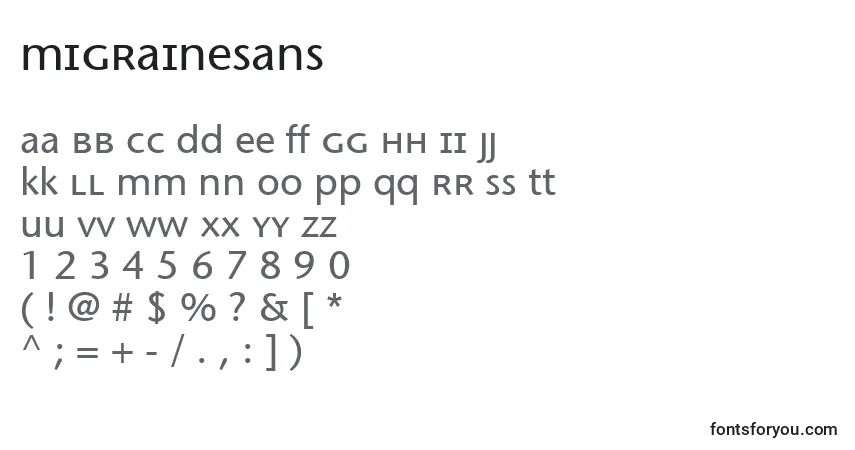 Migrainesansフォント–アルファベット、数字、特殊文字