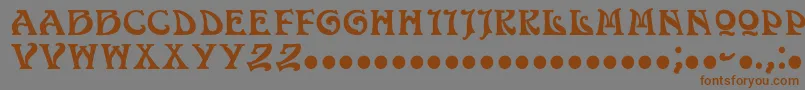 フォントVolan – 茶色の文字が灰色の背景にあります。