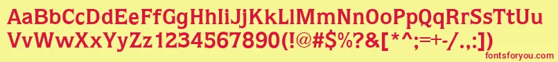 Czcionka QuaggaBold – czerwone czcionki na żółtym tle