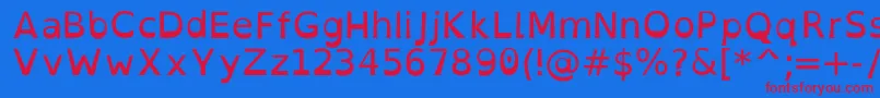 OpendyslexicRegular-fontti – punaiset fontit sinisellä taustalla