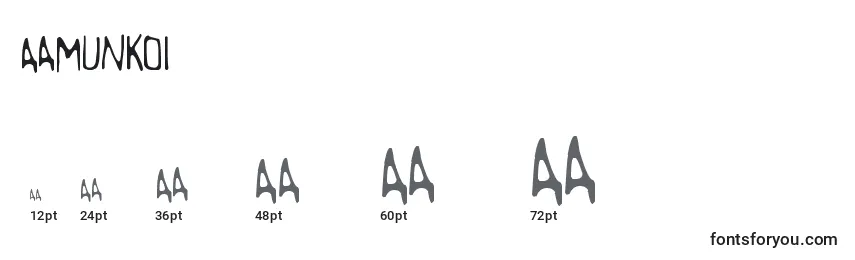 Размеры шрифта Aamunkoi