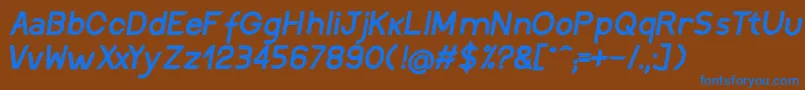 DiscreetSemiboldinclined Font – Blue Fonts on Brown Background