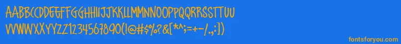フォントSchoolbully – オレンジ色の文字が青い背景にあります。