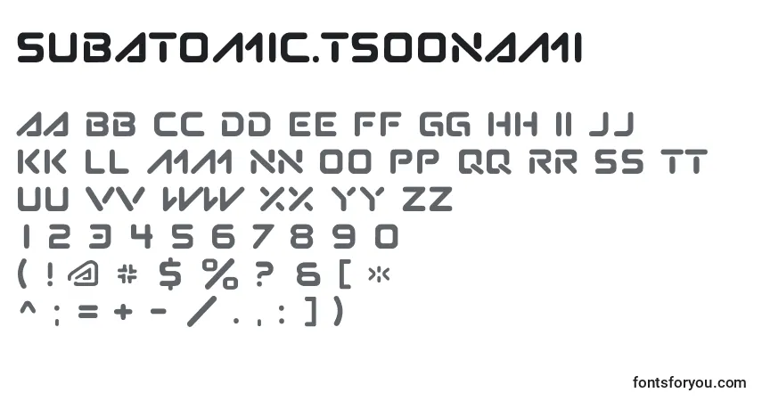 Czcionka Subatomic.Tsoonami – alfabet, cyfry, specjalne znaki