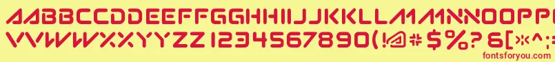 Subatomic.Tsoonami-fontti – punaiset fontit keltaisella taustalla