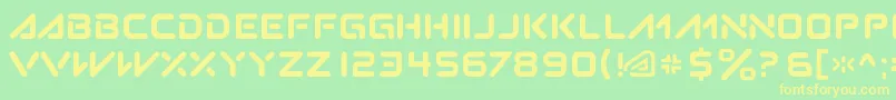 フォントSubatomic.Tsoonami – 黄色の文字が緑の背景にあります