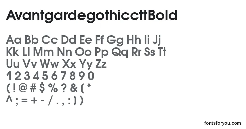 A fonte AvantgardegothiccttBold – alfabeto, números, caracteres especiais