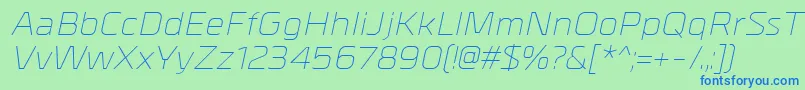 MetrikLightitalic Font – Blue Fonts on Green Background