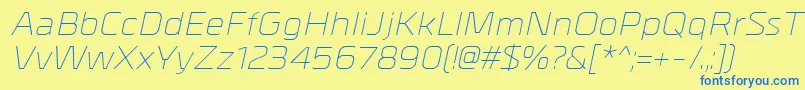 MetrikLightitalic Font – Blue Fonts on Yellow Background