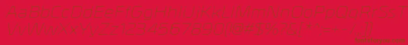 Saiba mais sobre a fonte MetrikLightitalic Fonte MetrikLightitalic – fontes marrons em um fundo vermelho