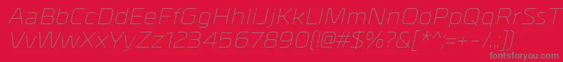 フォントMetrikLightitalic – 赤い背景に灰色の文字