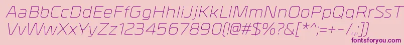 Fonte MetrikLightitalic – fontes roxas em um fundo rosa