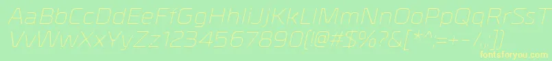 MetrikLightitalic Font – Yellow Fonts on Green Background